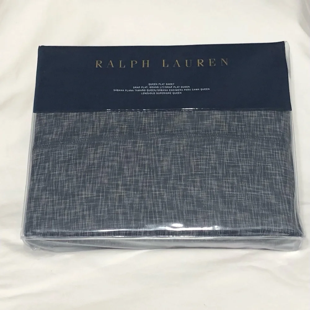 Ralph Lauren Queen Flat sheet Montray Navy.